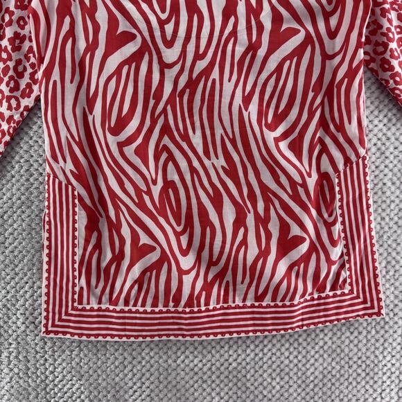 Gretchen Scott Top Womens S Orange Animal Print Tunic Pullover V-Neck 3/4 Sleeve - Picture 8 of 12
